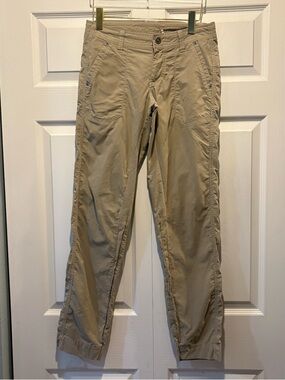 Kuhl women’s tan khaki pants cotton blend gorpcore pockets hiking casual sz 4